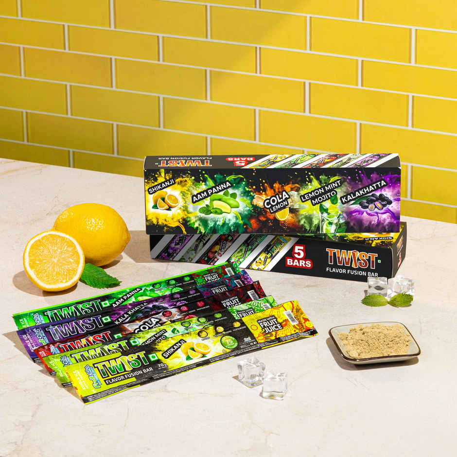 Fruitchill Twist Ice Pops/ Frozen Juice Bars Multipack- Cola Lemon, Kala Khatta, Aam Panna, Lemon Mint Mojito, Shikanji