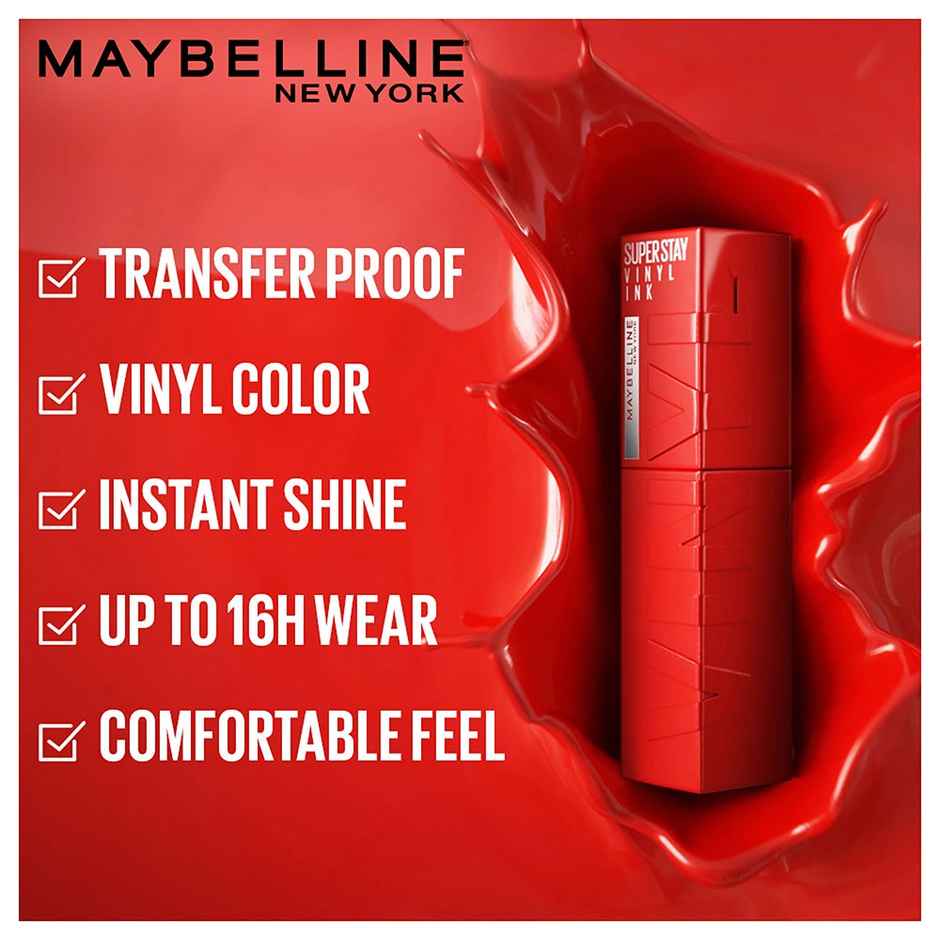 Maybelline Superstay Vinyl Ink Liquid Lipstick | Peachy | 16 HRs | Enriched With Vitamin E & Aloe