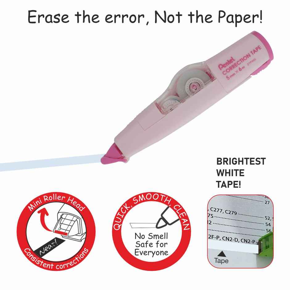 Pentel ZTP205 Correction Tape Single Pink Body