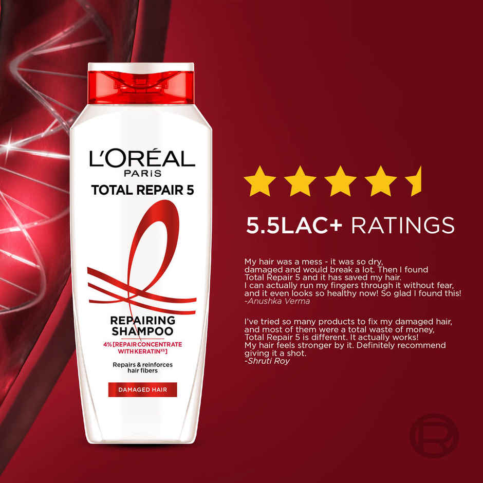 L'Oreal Paris Total Repair 5 Repairing Shampoo With Keratin XS For Damaged Hair