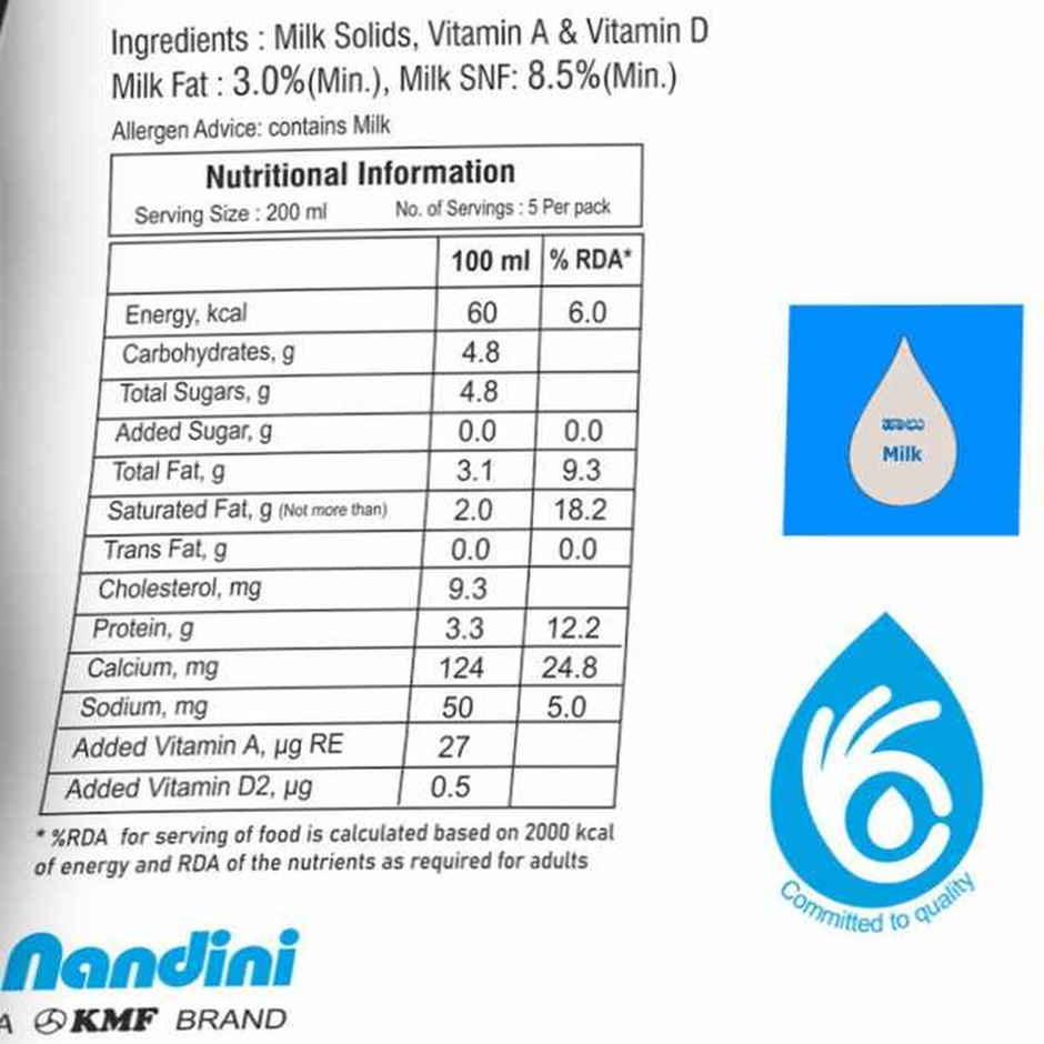 Nandini Toned Fresh Milk | Pouch