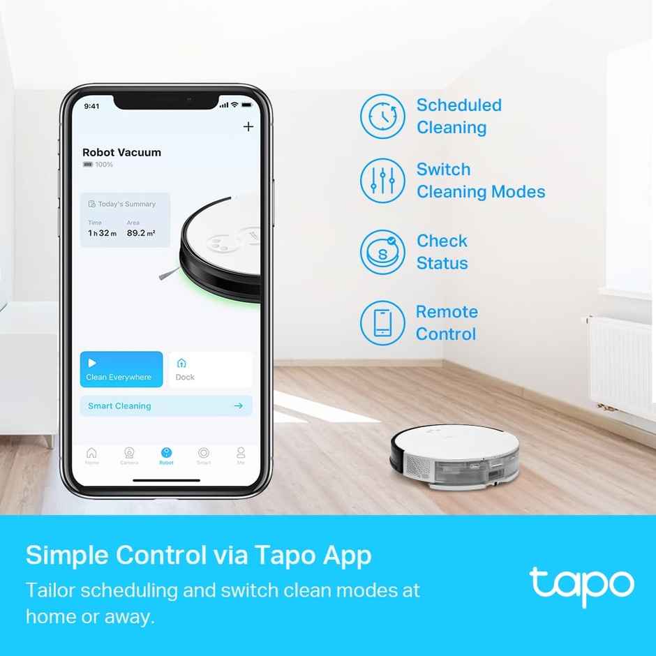 TP-Link Tapo RV10 Plus Robotic Vacuum Cleaner & Mop,4-Level 2000Pa Suction, Google Assistant & Alexa Compatible