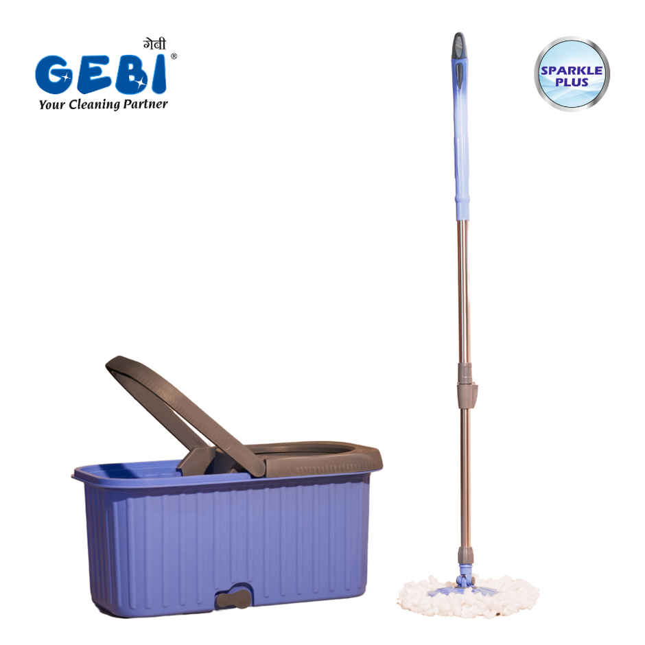 Gebi Aqua Bucket Spin Mop With 1 Microfiber Refill (Colour May Vary)