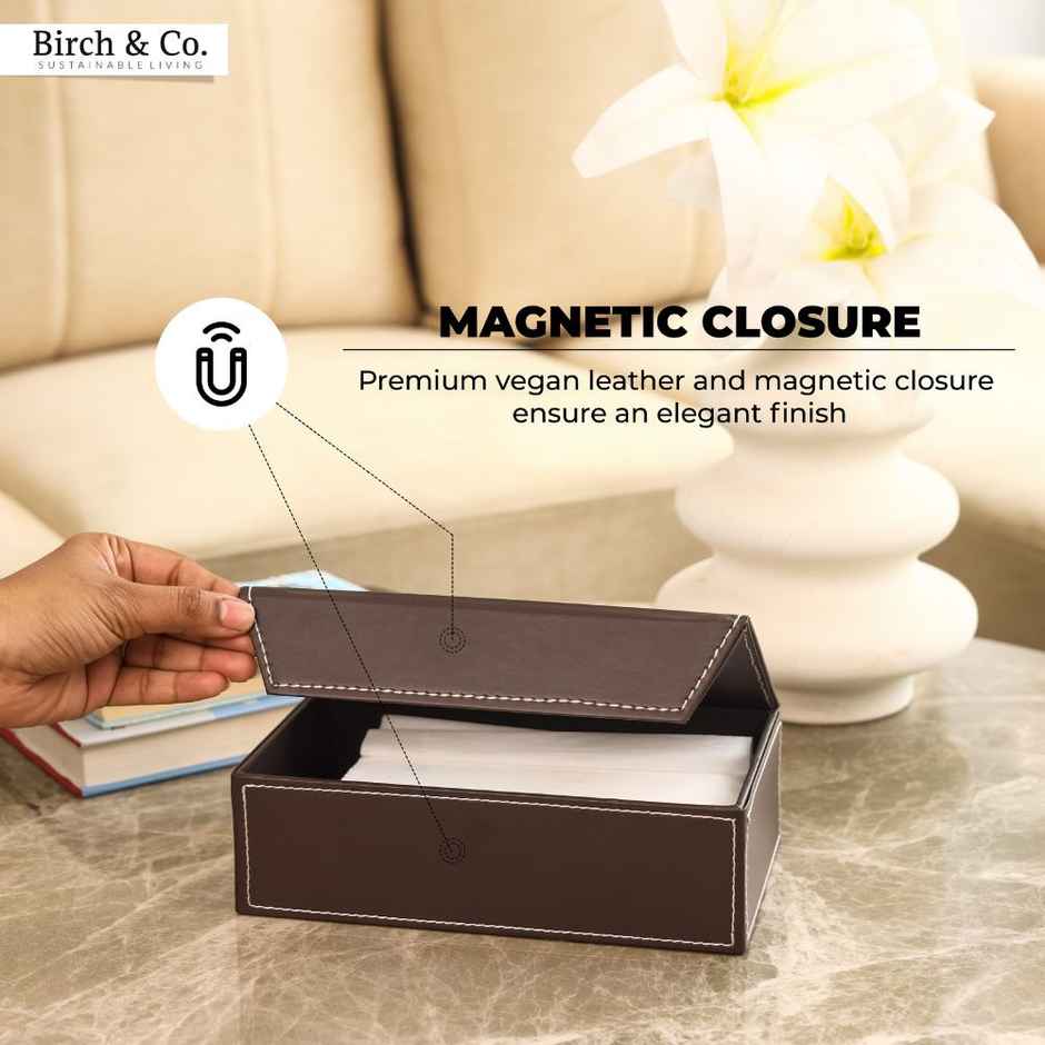 Birch & Co. Vegan Leather Tissue Box | Brown