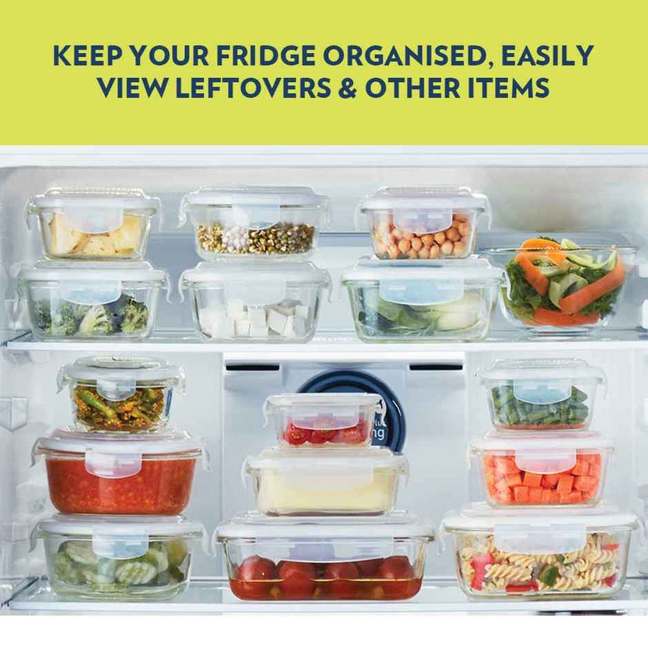 Borosil Klip N Store Storage Container With Airtight Lid (400 ml) | Borosilicate Glass