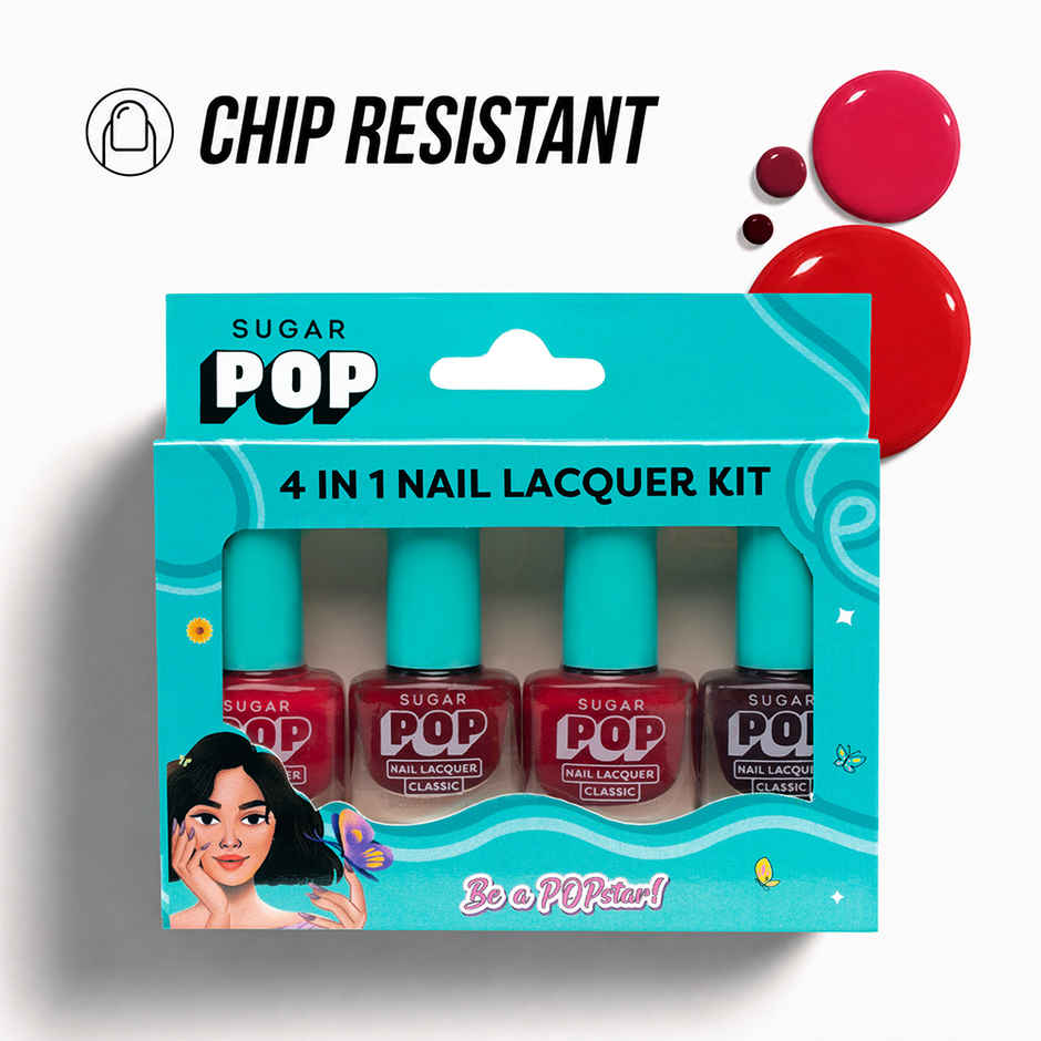SUGAR POP 4 in 1 Nail Lacquer Kit | 02 Rouge Canvas | Long-Lasting Shine