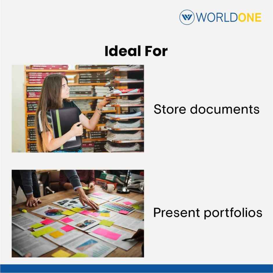 Worldone Leathrite Cover Display Book With 20 Inside Pocket With Name Card And Zipper Closure