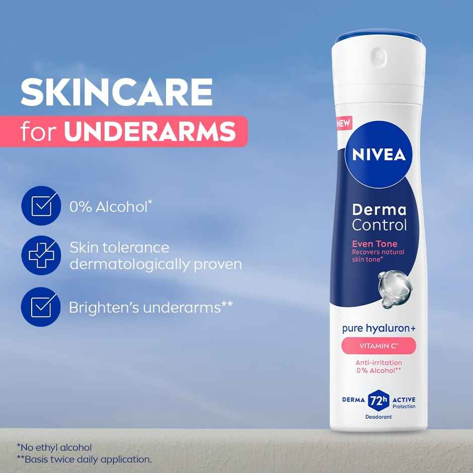 NIVEA Derma Control Eventone Alcohol Pure Hyaluron and VitC Underarm Deo SprayWomen