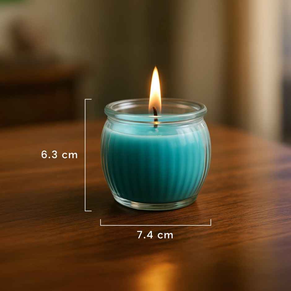 IRIS Cool Blue Ribbed Jar Scented Candle