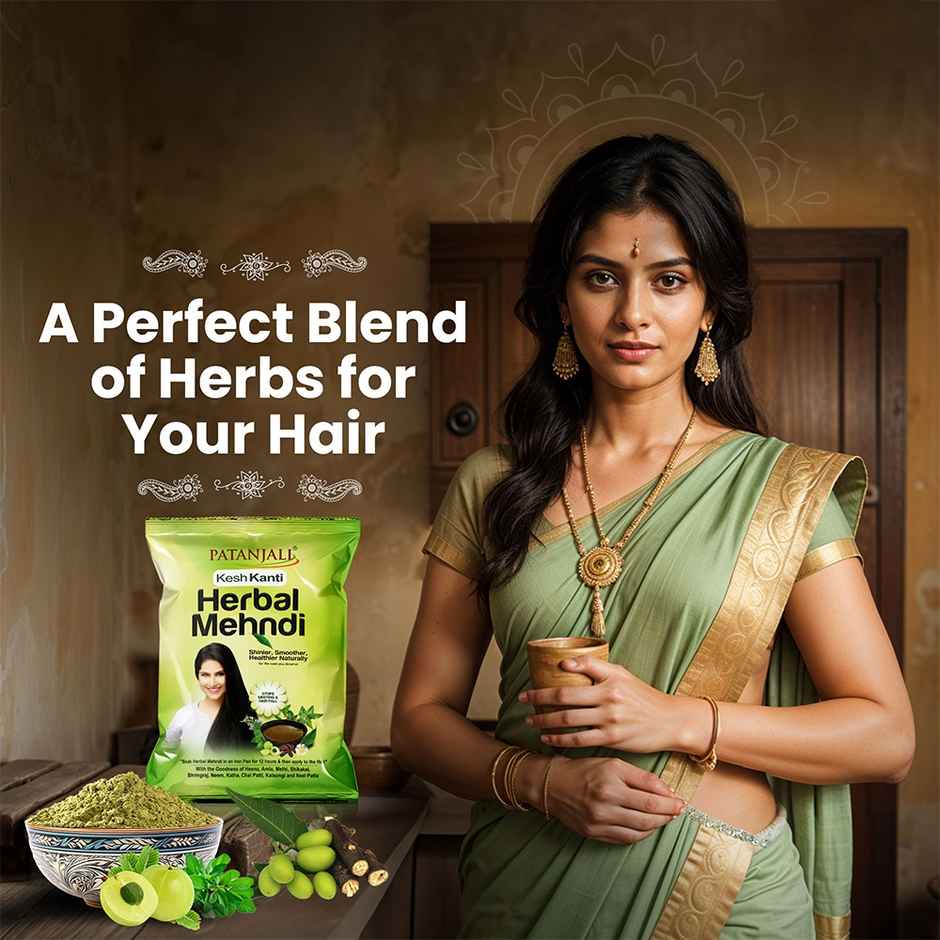 Patanjali Kesh Kanti Herbal Mehandi Fresh Henna Powder for Natural Hair Colour