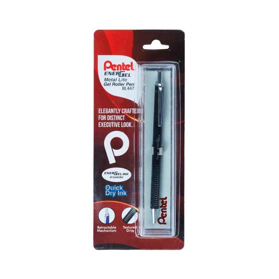 Pentel Energel Metal Lite Single Blister Black Body Black Ink