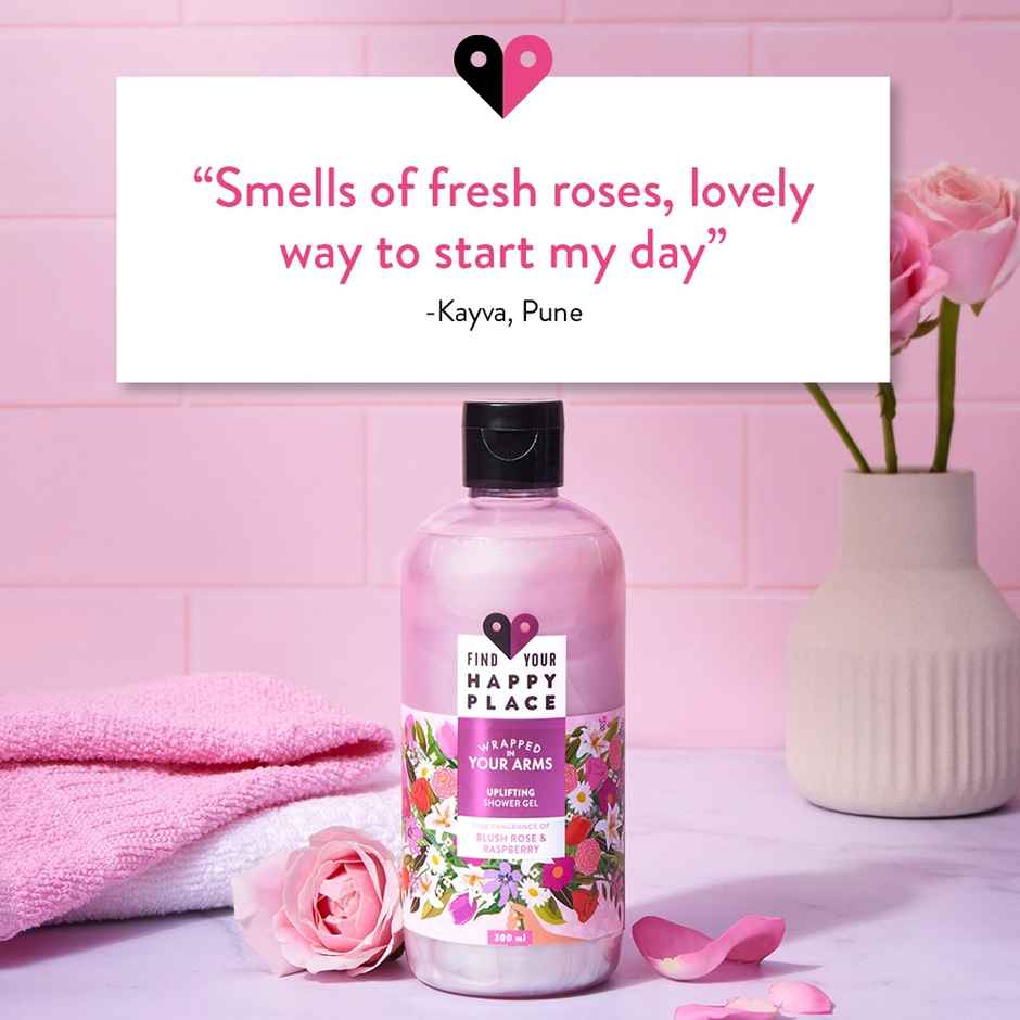 Find Your Happy Place Wrapped In Your Arms Shower Gel Blush Rose & Raspberry