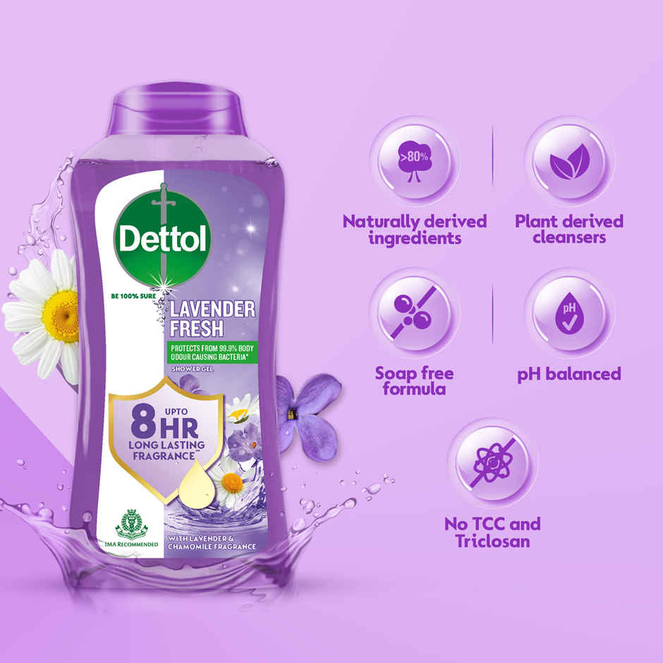 Dettol Body Wash and Shower Gel for Women and Men | Lavender Fresh