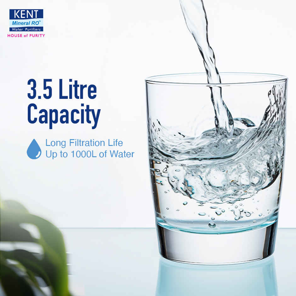Kent 11054 Alkaline Water Filter Pitcher 3.5 L (Not Suitable For Borewell Or Tanker Water)
