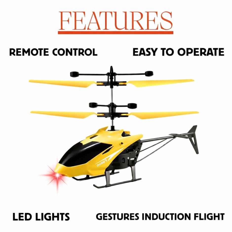 Chigy Wooh Remote Control Helicopter for Kids with Hand Gravity Sensor & 3D LED Lights | Yellow