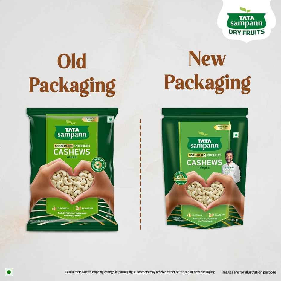 Tata Sampann 100% Pure Premium Cashews/Kaju Whole