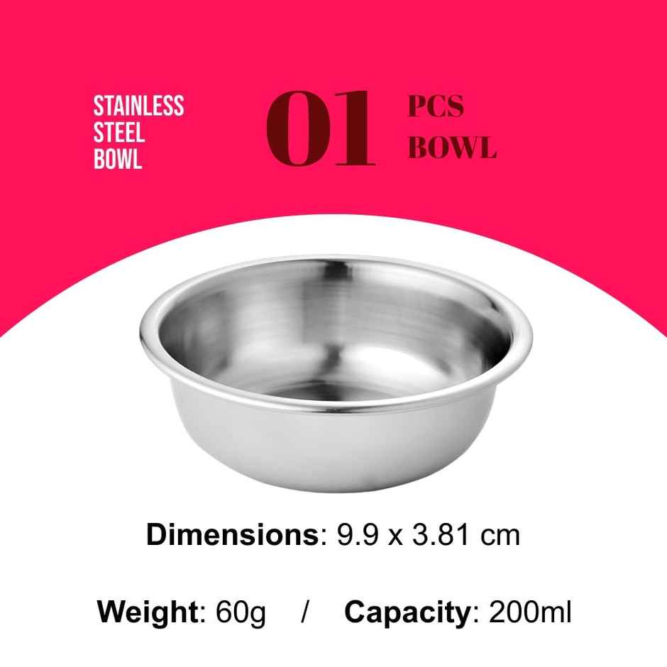 Vinayak Allure Mini Stainless Steel Bowl (200 ml, Silver)