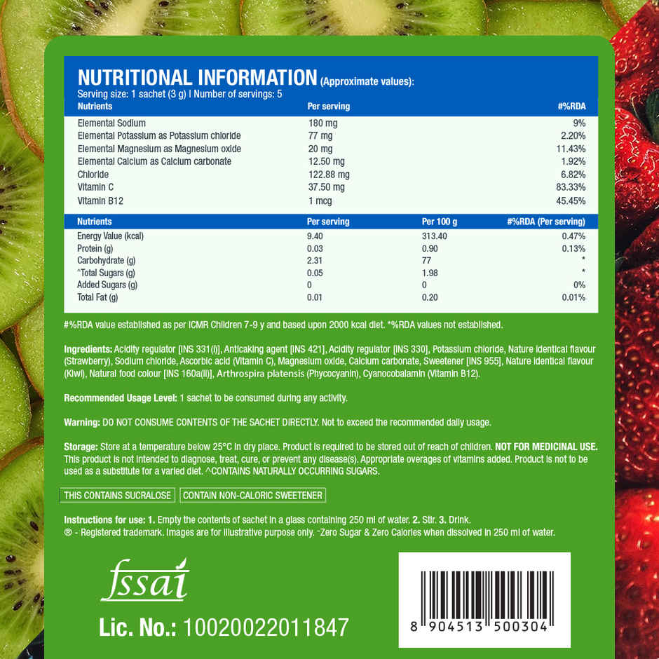 Fast&Up Reload Zero Sugar Instant Hydration Sticks With 5 Essential Electrolytes | Kiwi Berry