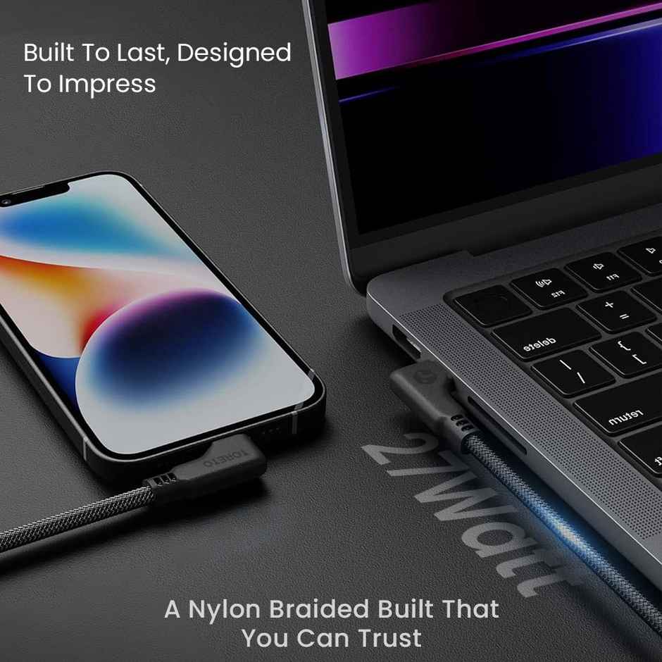 Toreto Type-C to Lightning Cable | 27W Fast Charging Cable Compatible with iPhone | iPad