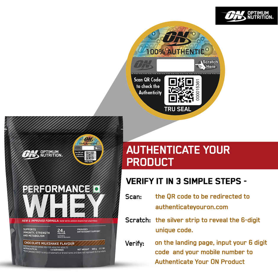 Optimum Nutrition Performance Whey Protein Powder | Chocolate Milkshake