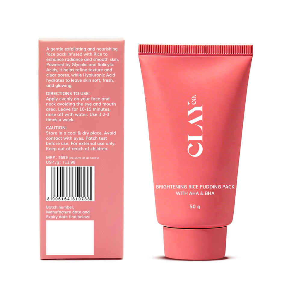 Clayco Detan/Brightening Rice Pack With AHA & BHA For Tan Removal | 50G