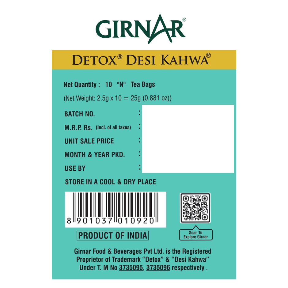 Girnar Detox Desi Kahwa Green Tea Bags
