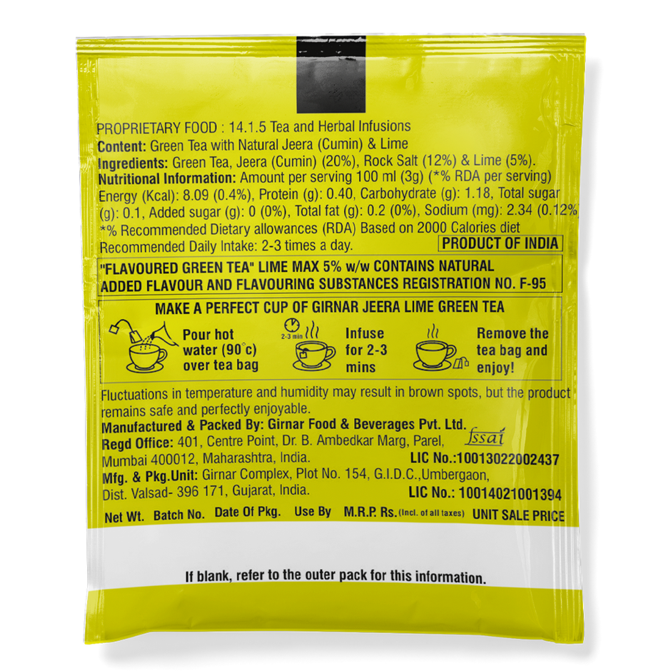 Girnar Jeera Lime Green Tea Bags