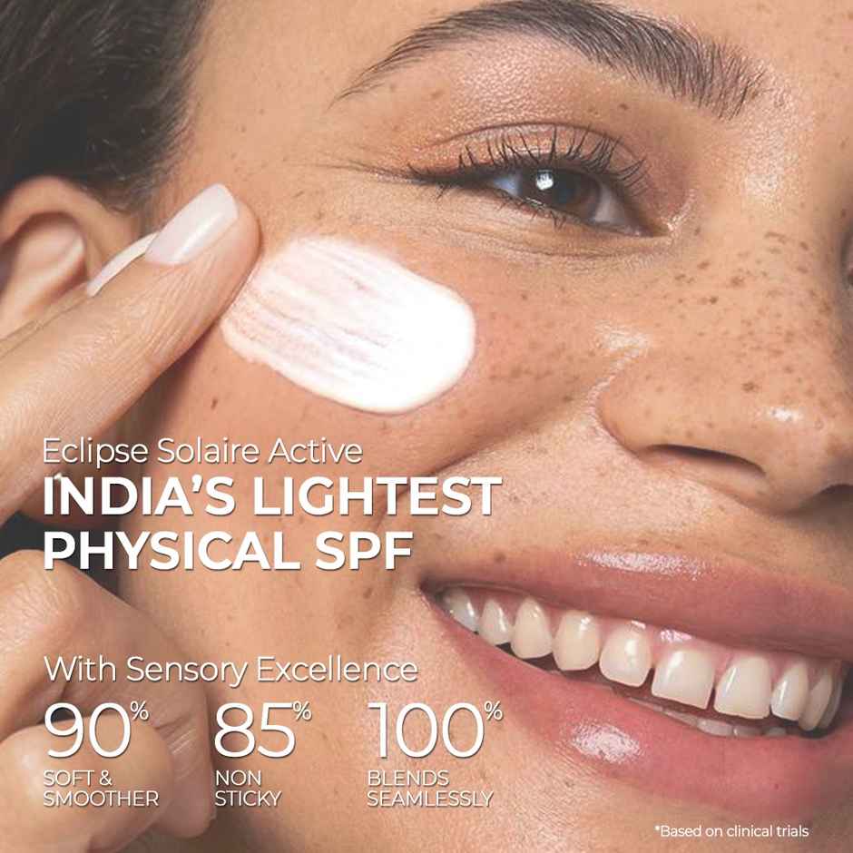 Eclipse Solaire Active Sunscreen SPF 50 PA+++ No White Cast, Non-Greasy Formula for All Skin Types