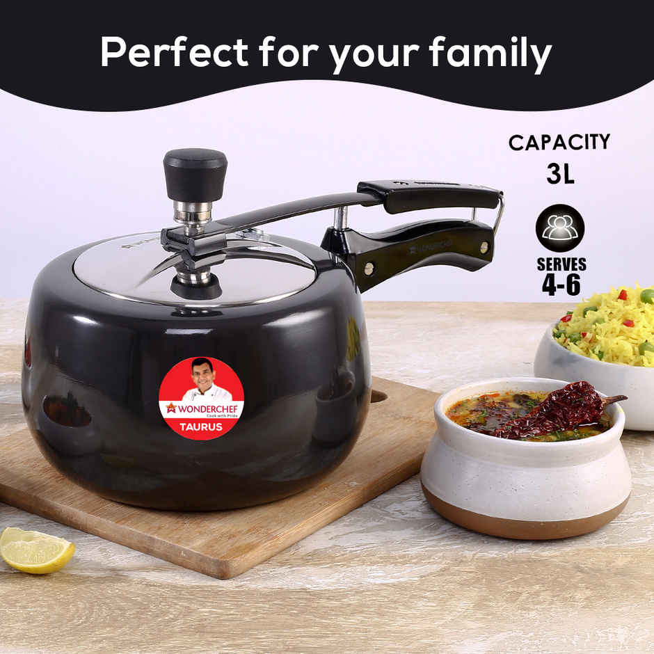 Wonderchef Taurus Hard Inner Lid Anodized Pressure Cooker ,3 Litre