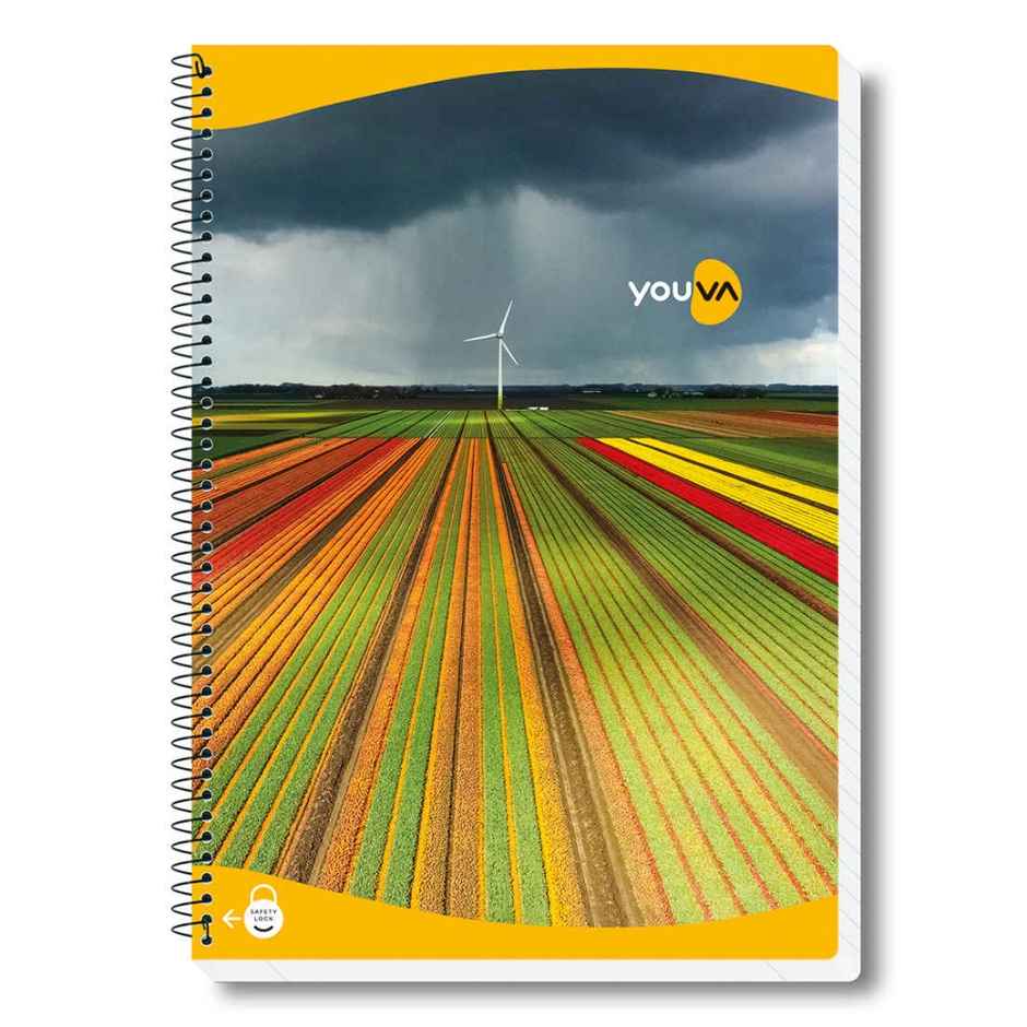 Navneet Youva Spiral A4 Single Line Notebook With Safety Lock | 400 Pages | 21 x 29.7 cm | Assorted