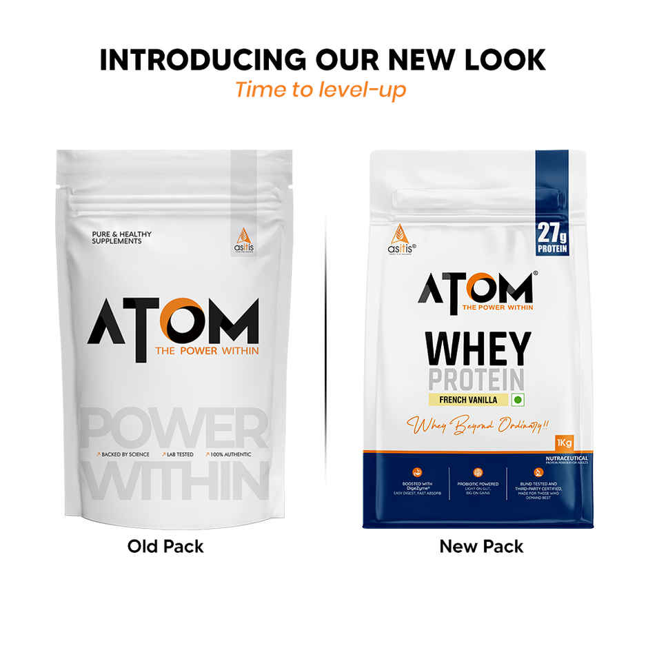 AS-IT-IS Nutrition ATOM Whey Protein with DigeZyme 1kg | French Vanilla