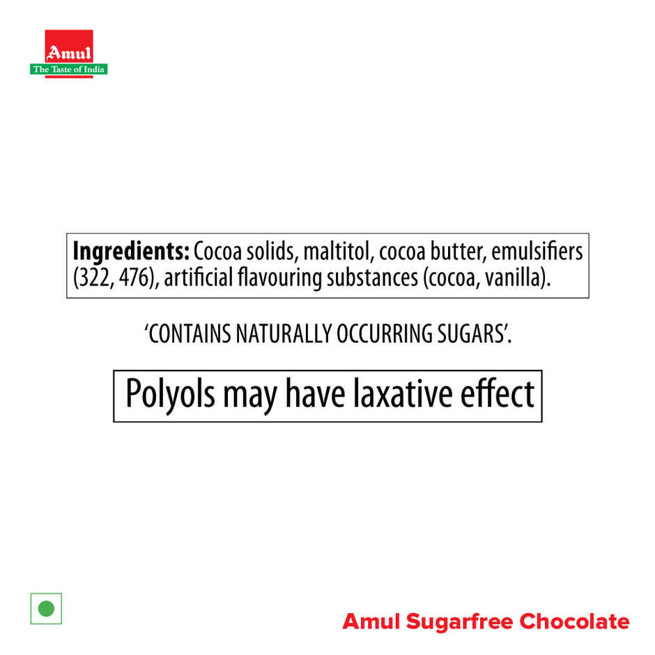 Amul Sugar Free Dark Chocolate | Guilt-Free Indulgence