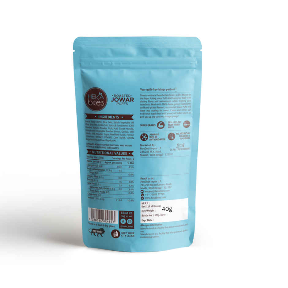 Heka Bites Roasted Jowar Puffs Cheesy Salsa | Low Calorie & Healthy Snacks