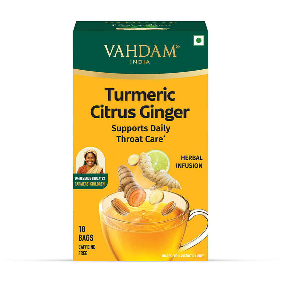 Vahdam Turmeric Citrus Ginger for Throat Relief | Herbal Infusion