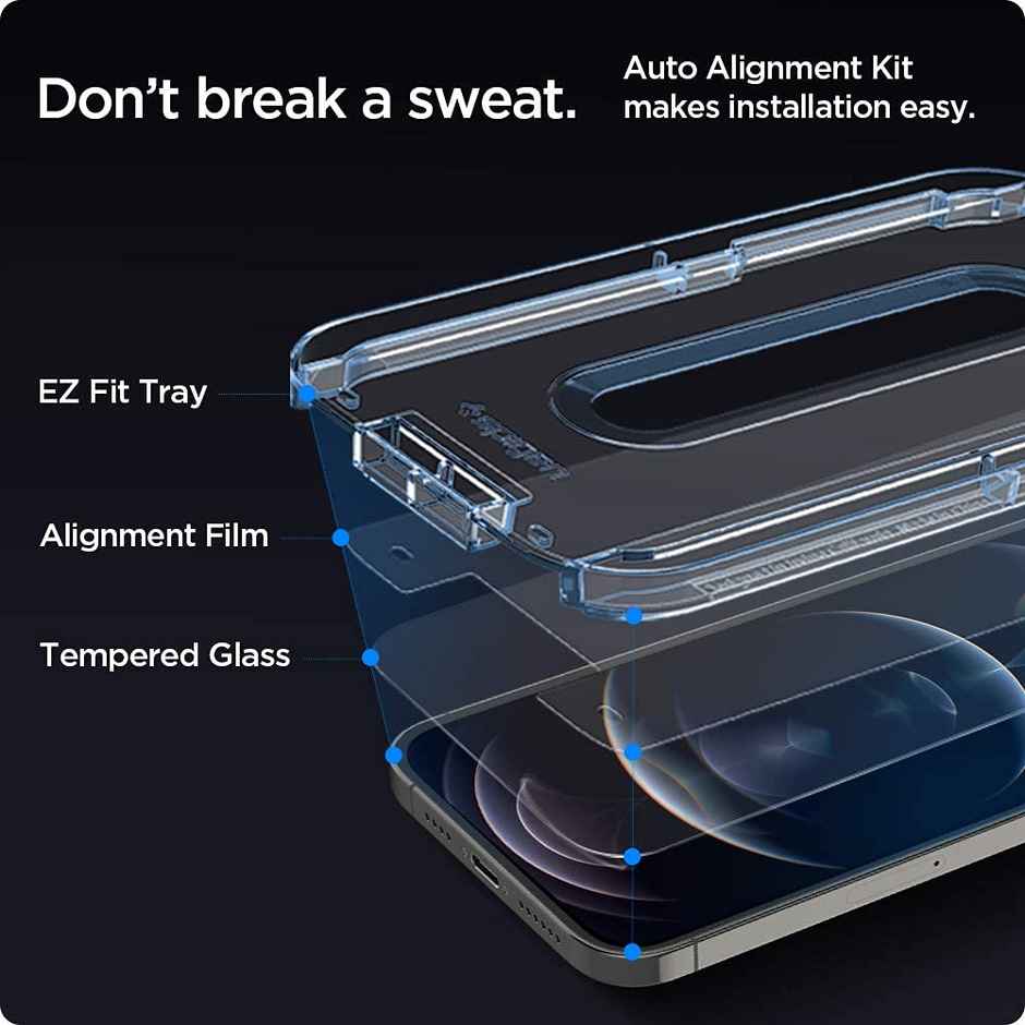 Spigen Ez Fit Tempered Glass Screen Guard For Iphone 12 And Iphone 12 Pro - 2 Pack For Cellphone