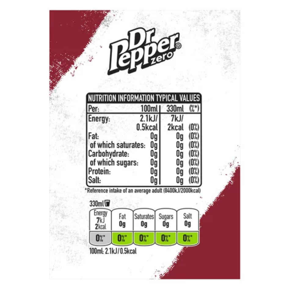 Dr Pepper Zero Sparkling Fruit Flavour Soft Drink | Can