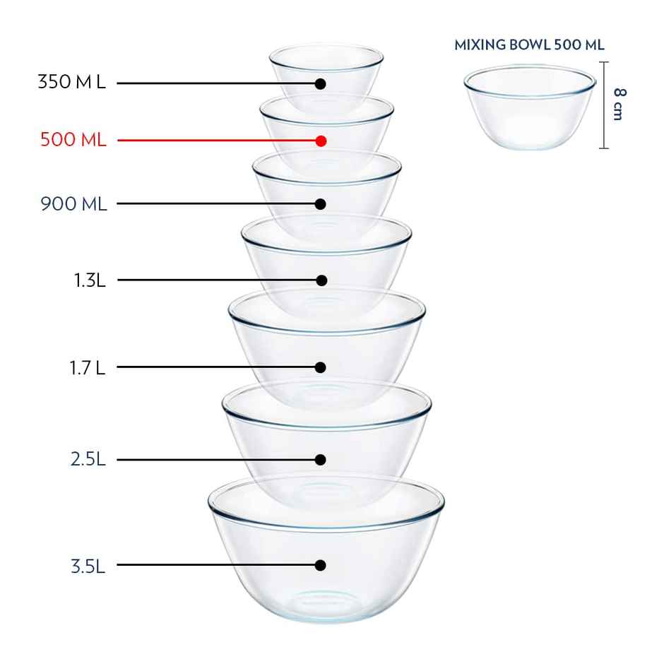 Borosil 500 ml Serving & Mixing Bowl with Lid, Borosilicate Glass Multipurpose Bowl