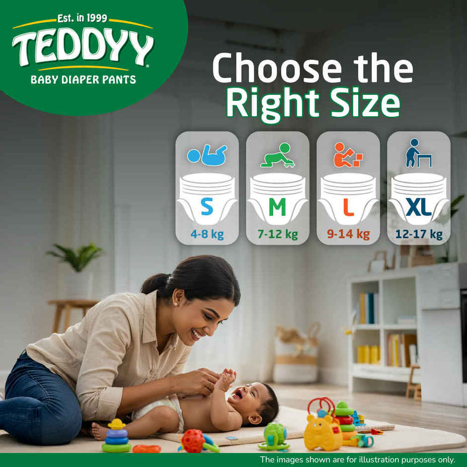 Teddyy Baby Pant Style Diaper | M | 74 pcs