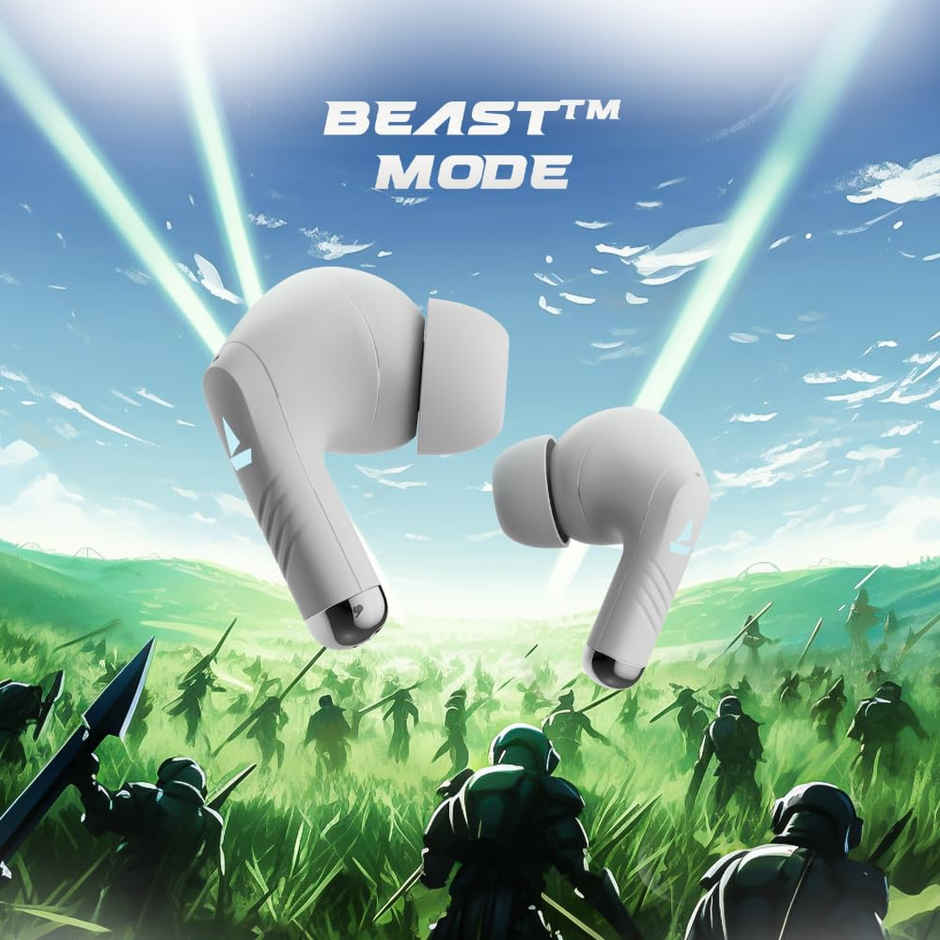 boAt Immortal 101 in Ear TWS Earbuds with Beast Mode(40Ms Low Latency), 30 Hrs Playtime, Blazing LEDs, Quad Mics with Enx Tech, ASAP Charge & Btv5.3 - White Sabre