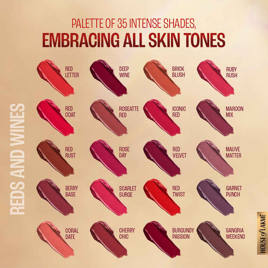 Lakme 9To5 Powerplay Priming Matte Lipstick - Roseatte Red