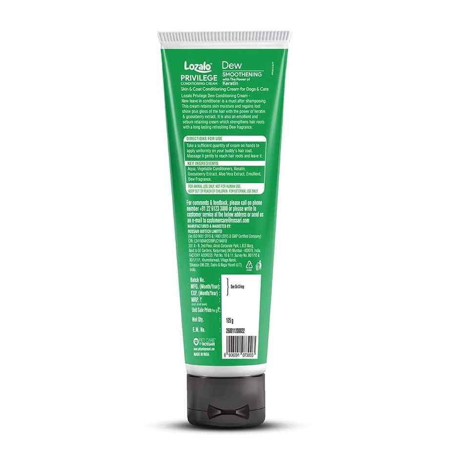 Lozalo Privilege Pet Conditioning Cream | Dew | Leave-In | With Keratin - Gooseberry For Pets
