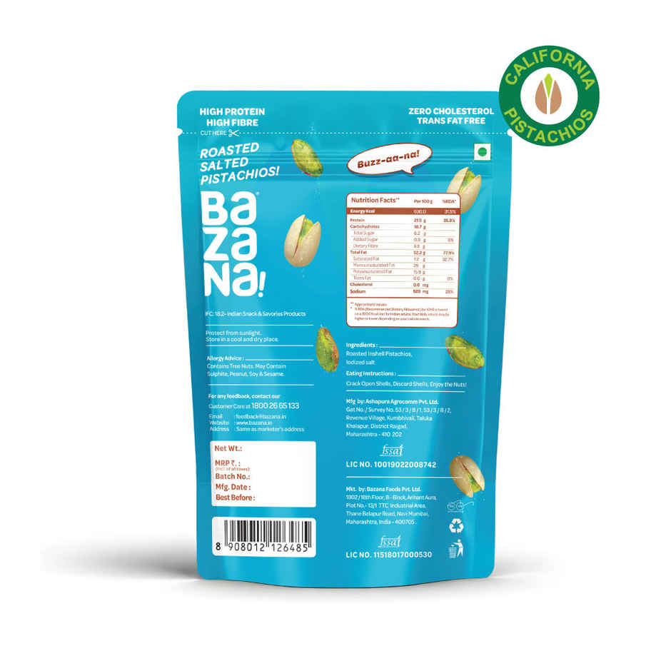 Bazana Premium Roasted Salted 100% California Pistachios