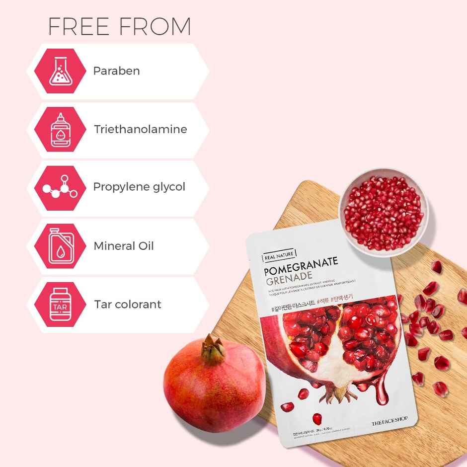 The Face Shop Real Nature Pomegranate Face Mask (Sheet Mask) Combo