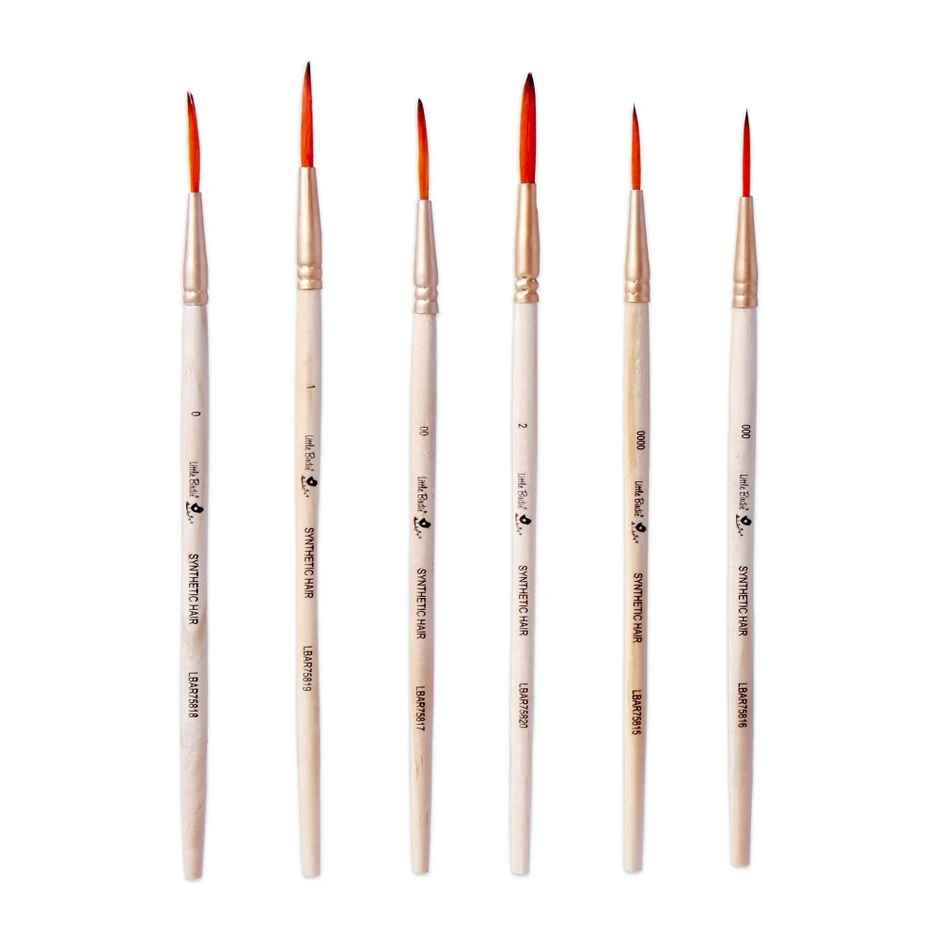 Itsy Bitsy Liner Brush Synthetic Hair Size.0000 000 00 0 1 2 Set of 6 Pc Lb