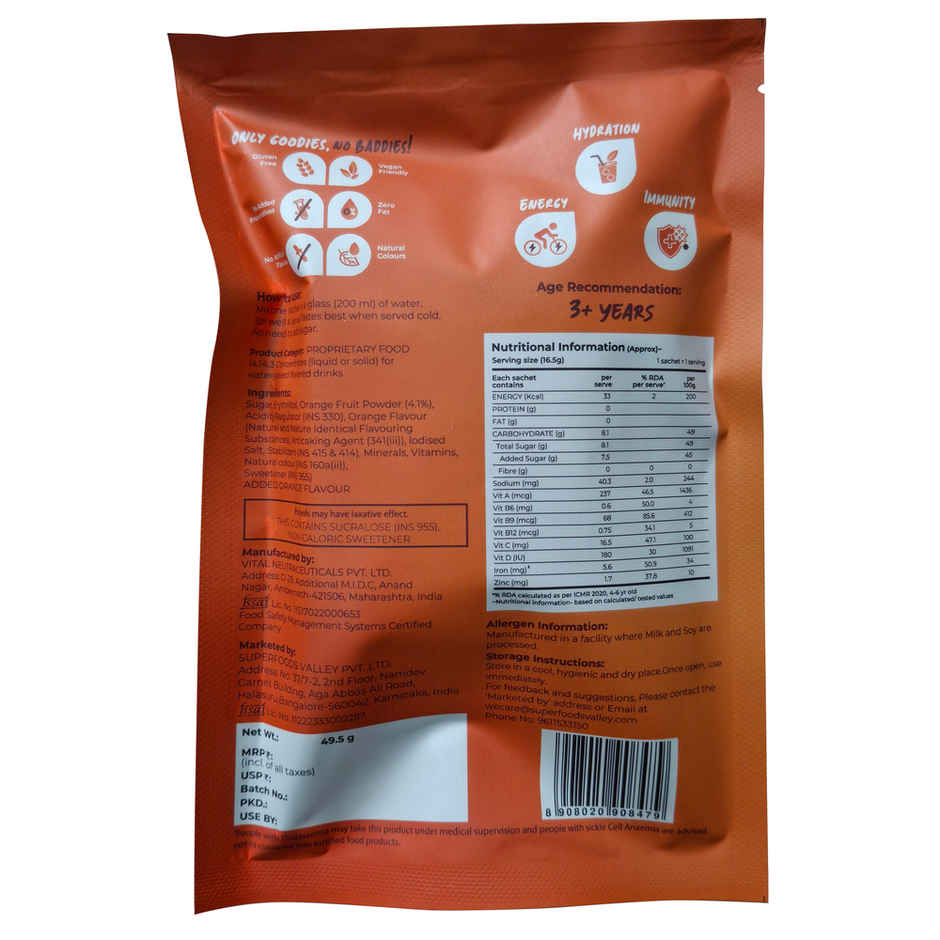 Good Monk Fruit Drink Mix | Natural Orange | 50% Less Sugar | 8 Vitamins & Minerals | 3 Sachets