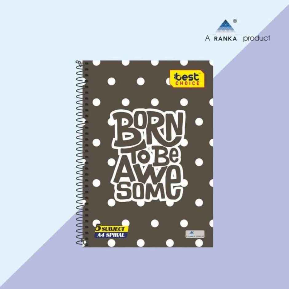 Ranka Spiral 5 Subject Single Line Notebook | 220 Pages | 21 x 29.7 cm | Assorted Designs