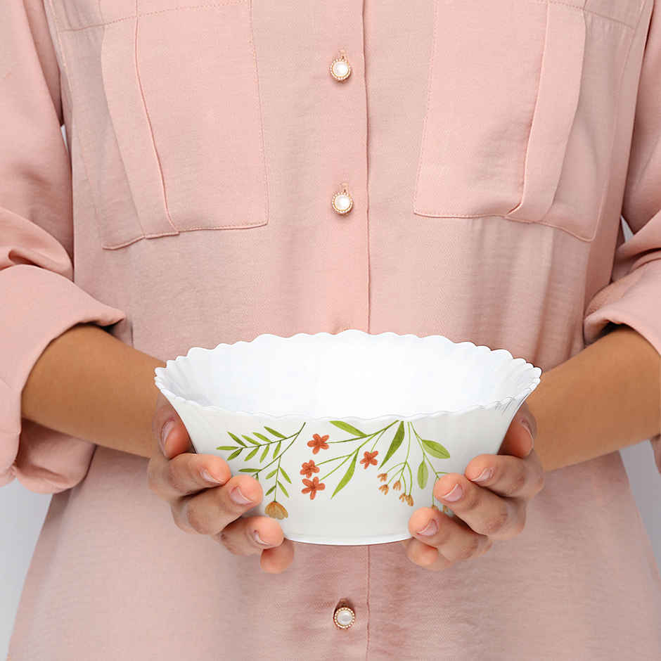 Larah by Borosil Coral Pudding Set | Opalware Crockery for Dining & Gifting Bowl Set