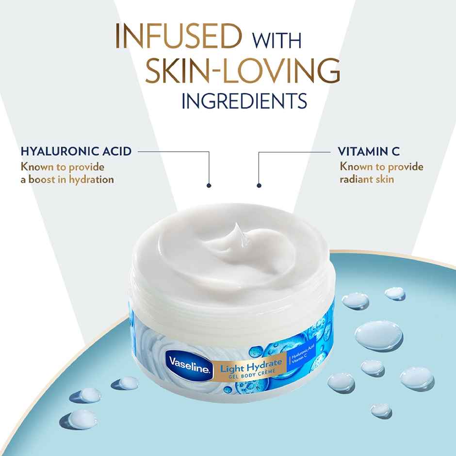 Vaseline Light Hydrate Gel Body Creme Hyaluronic Acid & Vitamin C For Hydrated Radiant Skin