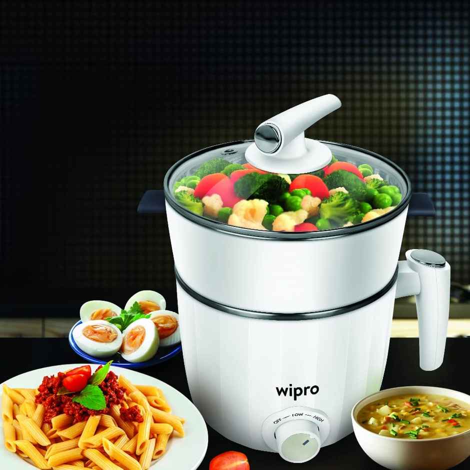 Wipro Vesta 1.2 L Multicooker Kettle | (White, 600 Watt)