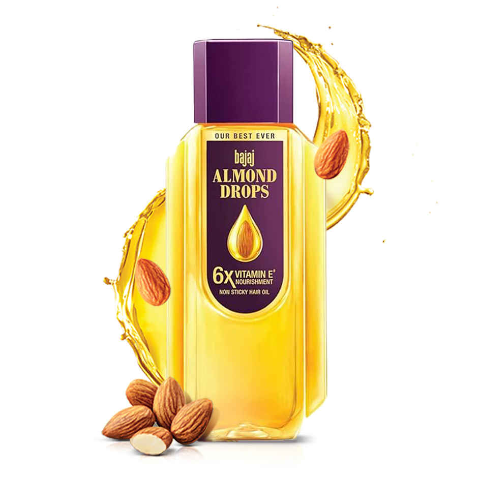 Bajaj Almond Drops Hair Oil | 6X Vitamin E & Almond Oil | Light & Non-Sticky | Hair Fall Control